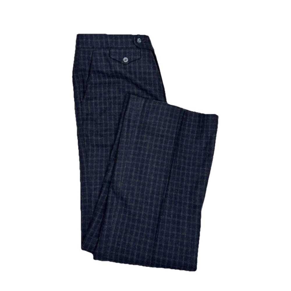 Vintage Sansabelt Jaymar Blue Green Wool Dress Pants Mens 34X31 Check